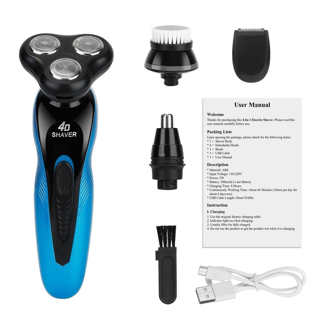 4 In 1Electric Shaver for Men IPX7 Waterproof Beard Trimmer Cordless Rechargeable Razor Beard Nose Hair Face Wet Dry Image 1