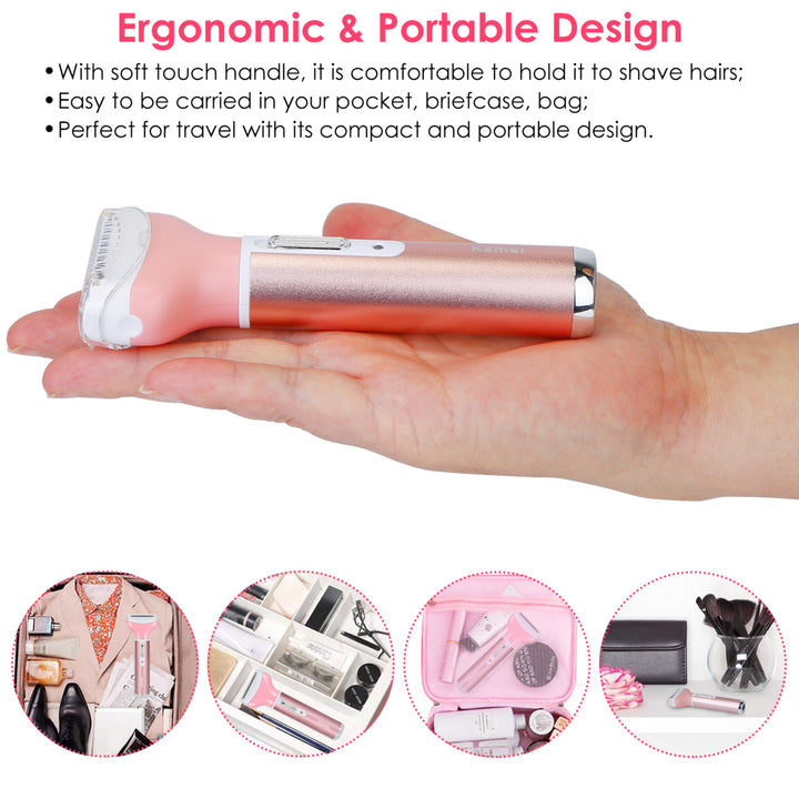 4 In 1 Women Electric Shaver Painless Rechargeable Hair Remover Eyebrow Nose Hair Cordless Trimmer Set Image 4