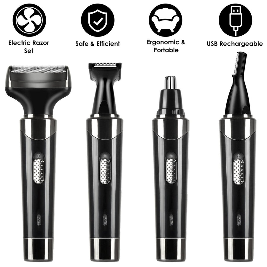 4 In 1 Rechargeable Razor Hair Beard Eyebrow Ear Nose Hairs Sideburn Trimmer Clipper Image 1