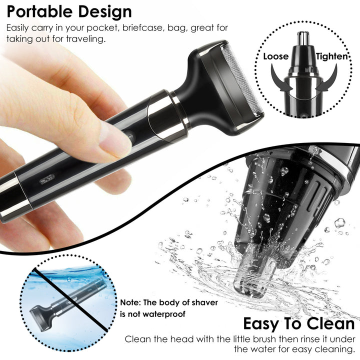 4 In 1 Rechargeable Razor Hair Beard Eyebrow Ear Nose Hairs Sideburn Trimmer Clipper Image 3