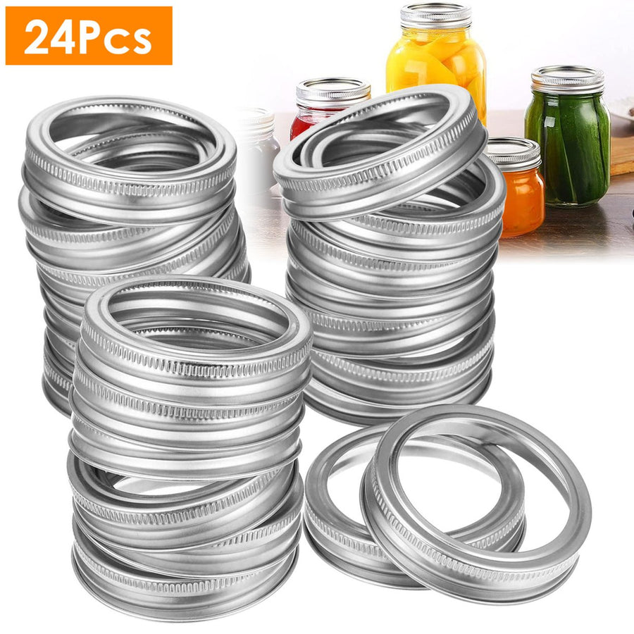 24 Pcs Regular Mouth Canning Jar Metal Rings Split-Type Jar Bands Replacement Fits For Ball Kerr Mason Jars Image 1