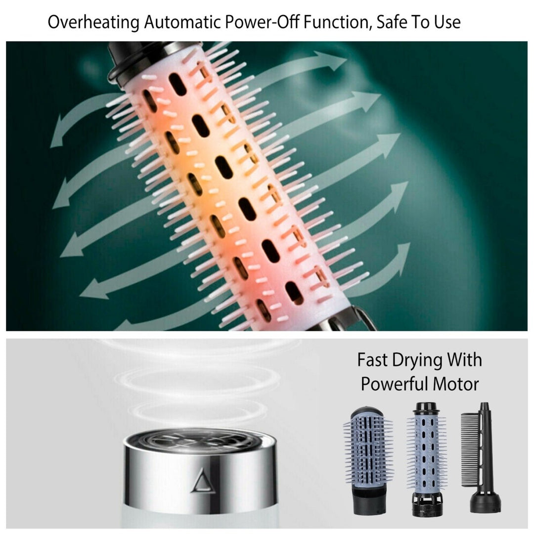 3 In 1 Hot Air Brush One-Step Hair Dryer Comb 3 Interchangeable Brush Combs Volumizer Hair Curler Straightener 66.93in Image 4