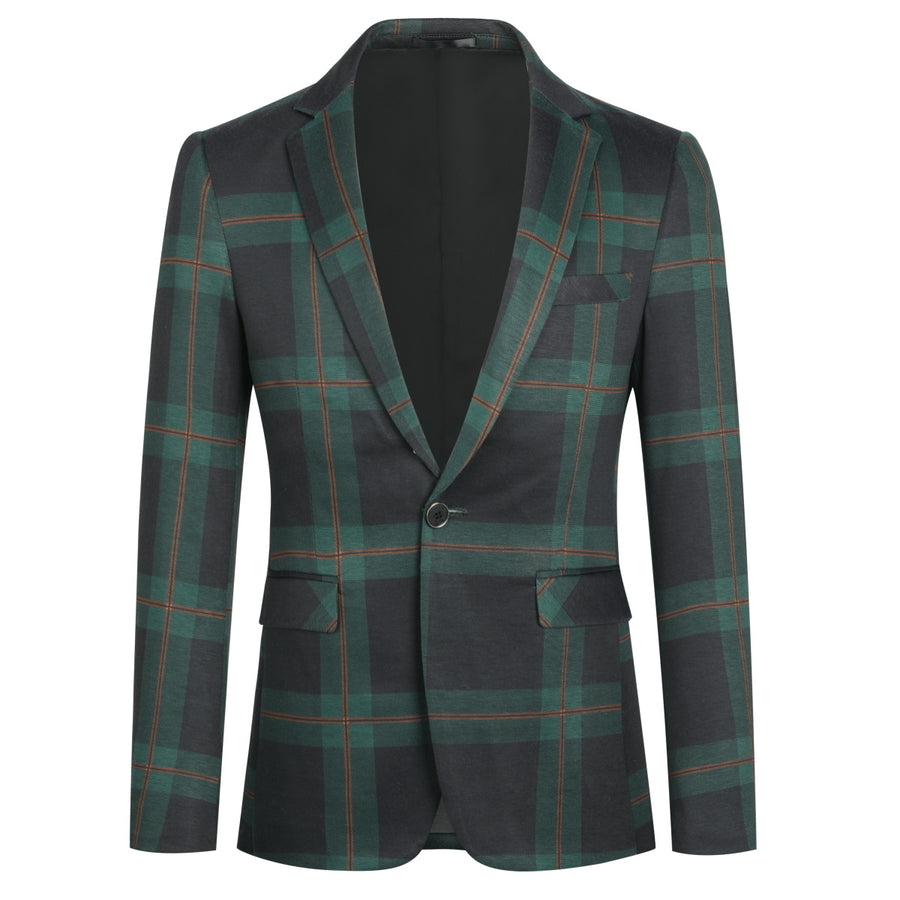 Men Slim Fit Blazer Retro Plaid Striped Jackets One Button Fashion Autumn Spring Long Sleeve Suit Blazers Outerwear Image 1