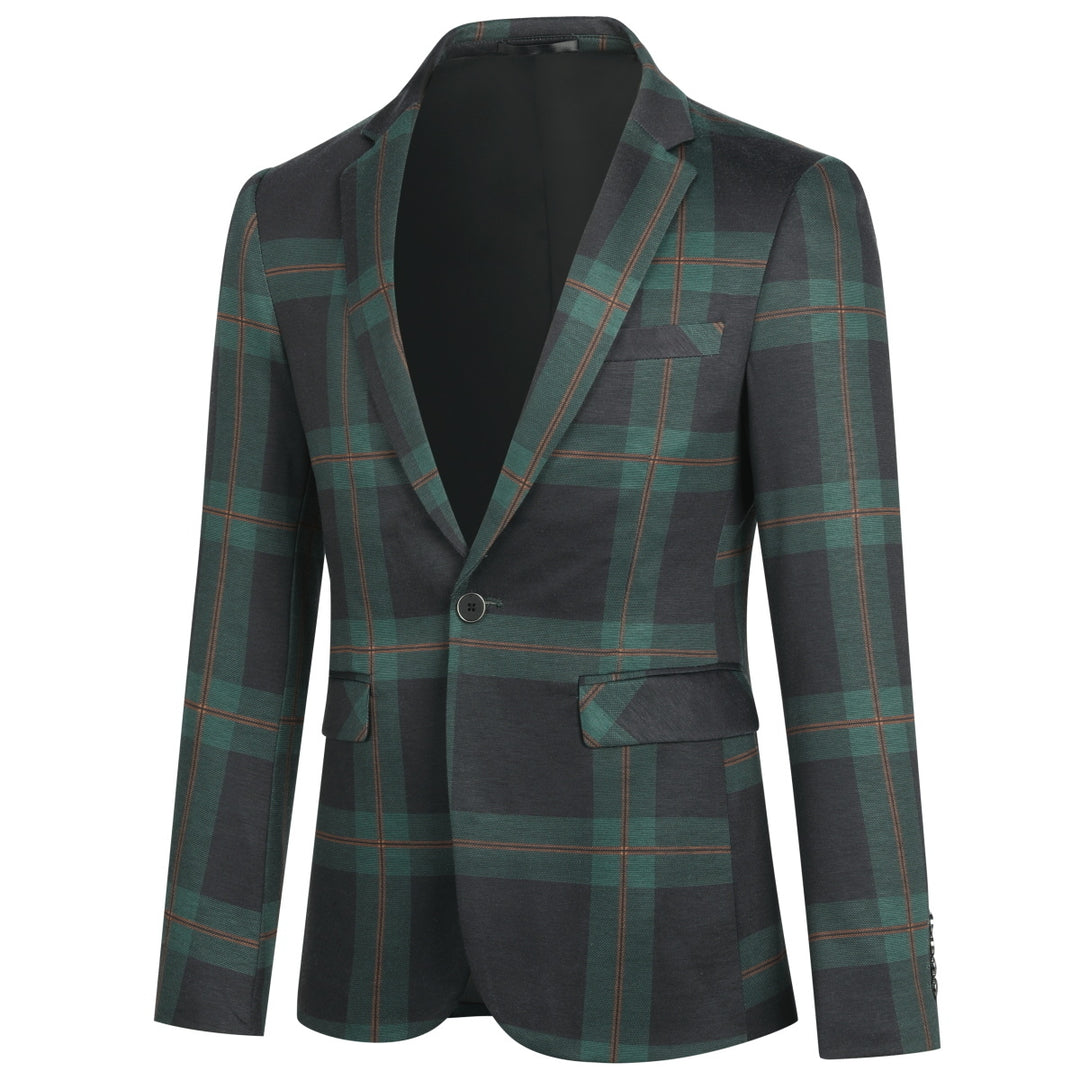 Men Slim Fit Blazer Retro Plaid Striped Jackets One Button Fashion Autumn Spring Long Sleeve Suit Blazers Outerwear Image 3