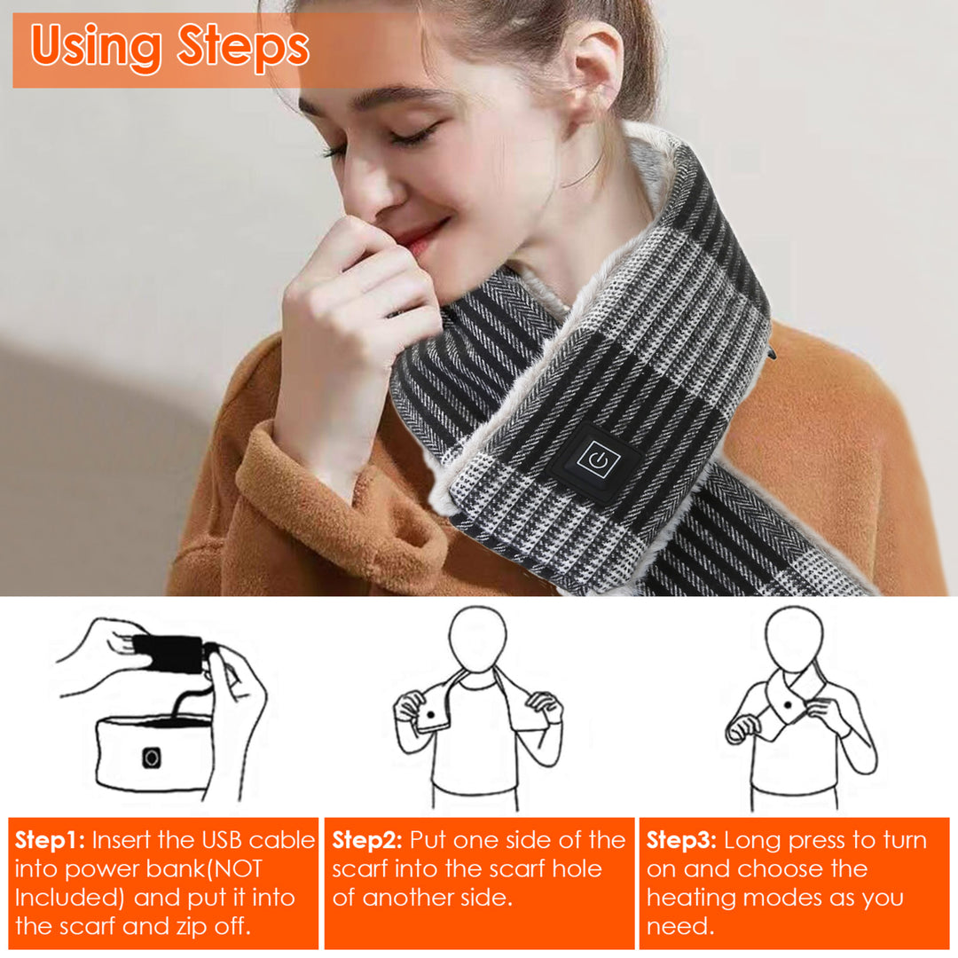 Electric Heated Scarf USB Heating Neck Wrap Unisex Winter Heated Neck Shawl Image 2