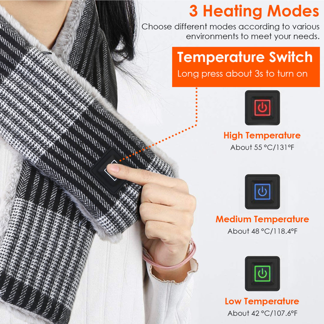 Electric Heated Scarf USB Heating Neck Wrap Unisex Winter Heated Neck Shawl Image 3