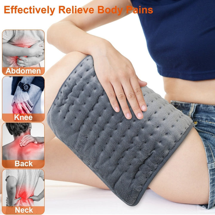 Electric Heating Pad Grey Microfiber 9 Temp Levels 4 Timer Modes 22.8x11.4in Image 2