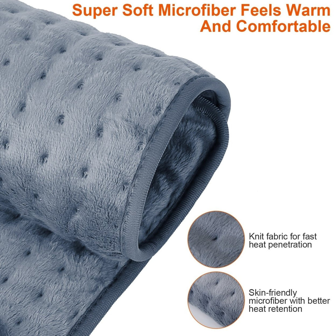 Electric Heating Pad Grey Microfiber 9 Temp Levels 4 Timer Modes 22.8x11.4in Image 3