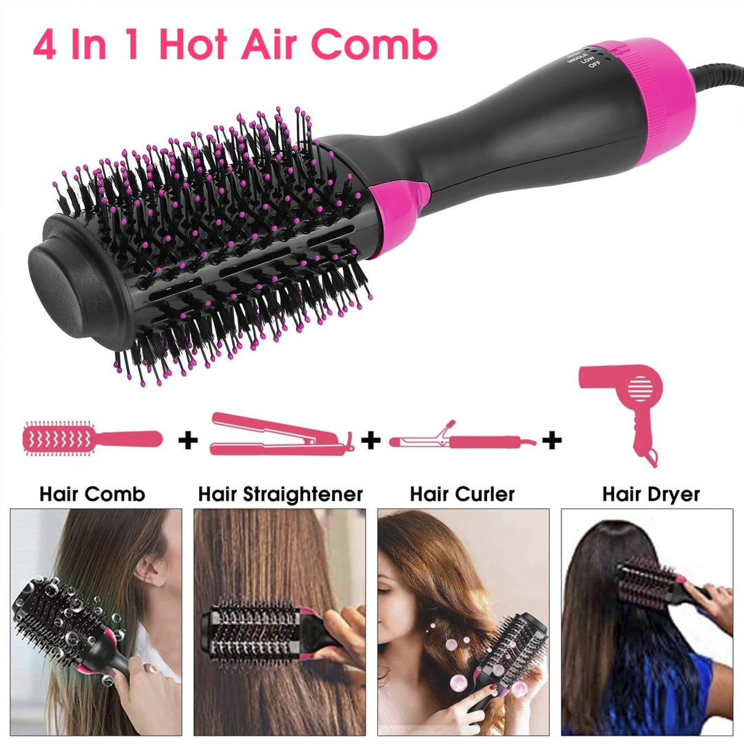 Hot Hair Brush 4 In 1 Hair Dryer Volumizer Brush Dryer Comb For Straightening Curling Drying Image 2