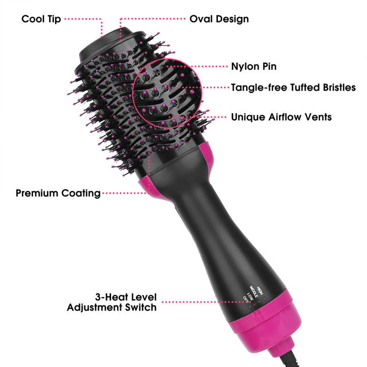 Hot Hair Brush 4 In 1 Hair Dryer Volumizer Brush Dryer Comb For Straightening Curling Drying Image 3