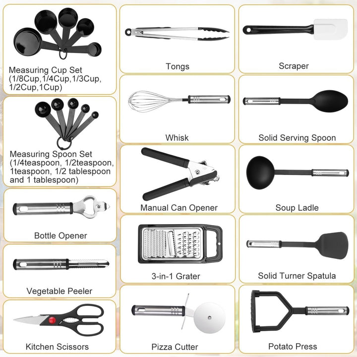 23Pcs Kitchen Utensil Set Stainless Steel Nylon Heat Resistant Tool Kit Image 2