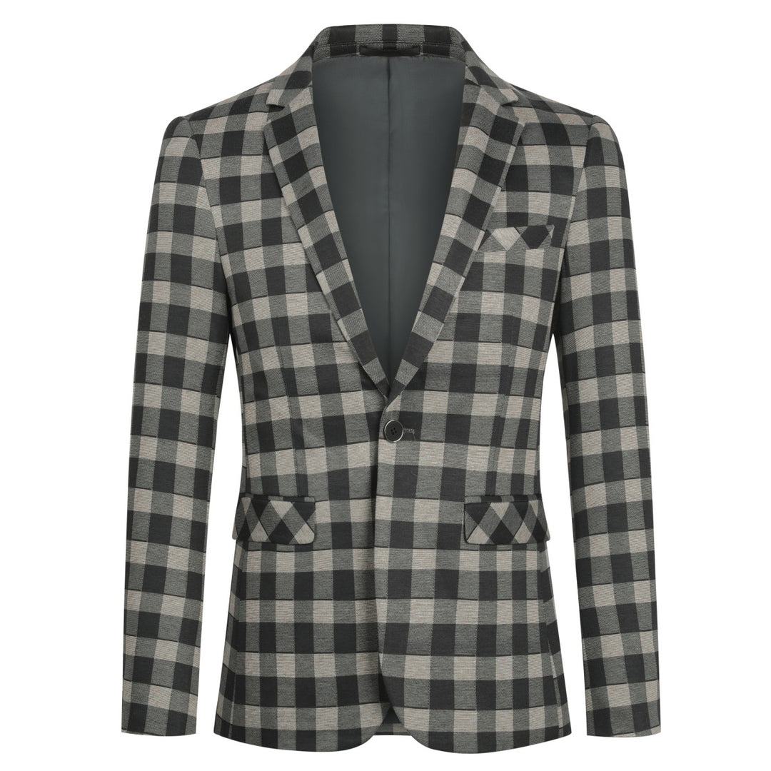 Men Blazer Jackets Vintage Plaid Slim Fit Business Causal Blazers Wedding Party Spring Autumn One Button Suit Jacket Image 2