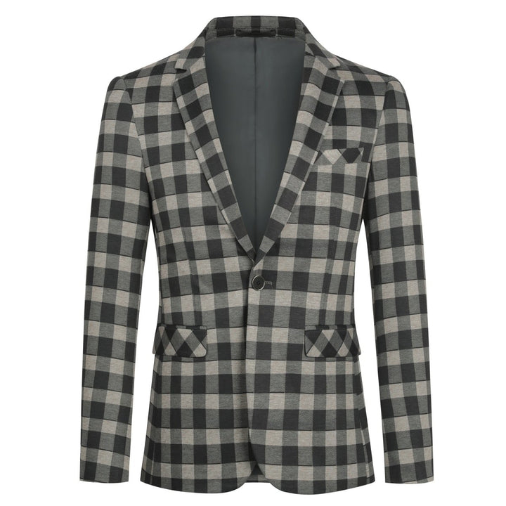 Men Blazer Jackets Vintage Plaid Slim Fit Business Causal Blazers Wedding Party Spring Autumn One Button Suit Jacket Image 1