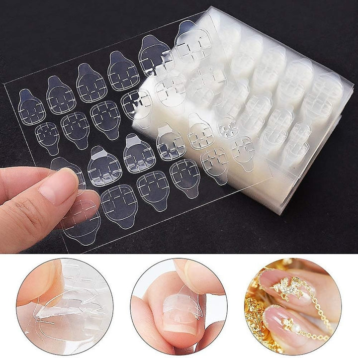 96 Pcs Double-sided Glue Nail Sticker Transparent Ahesive False Nail Tips For Fingers Image 1