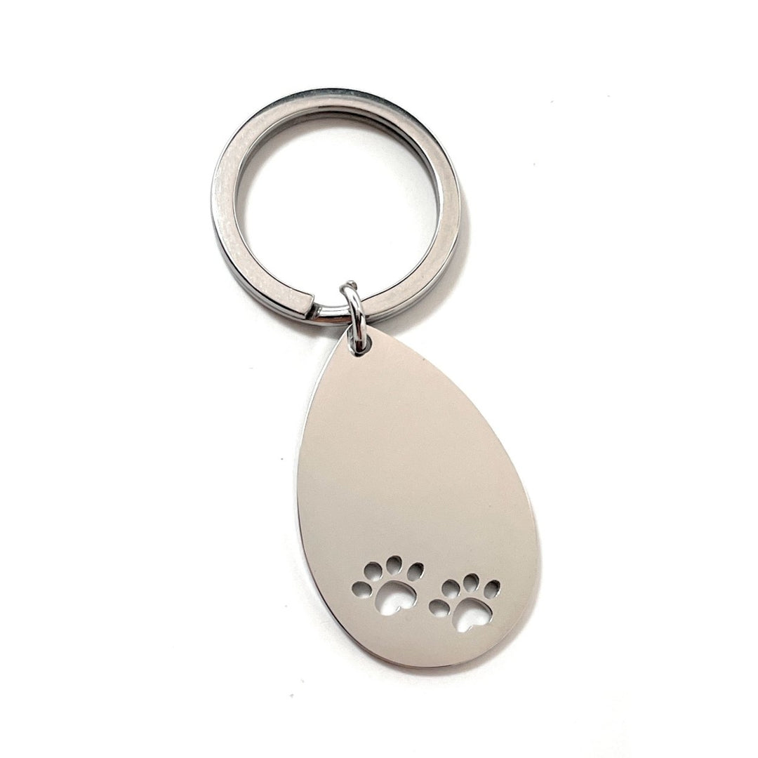 Silver Dog Paw Keychain Silver Rhodium Platting Pet Owner Keyring Animal Paw Prints Key Chain Key Ring Image 1