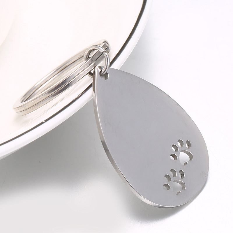Silver Dog Paw Keychain Silver Rhodium Platting Pet Owner Keyring Animal Paw Prints Key Chain Key Ring Image 2