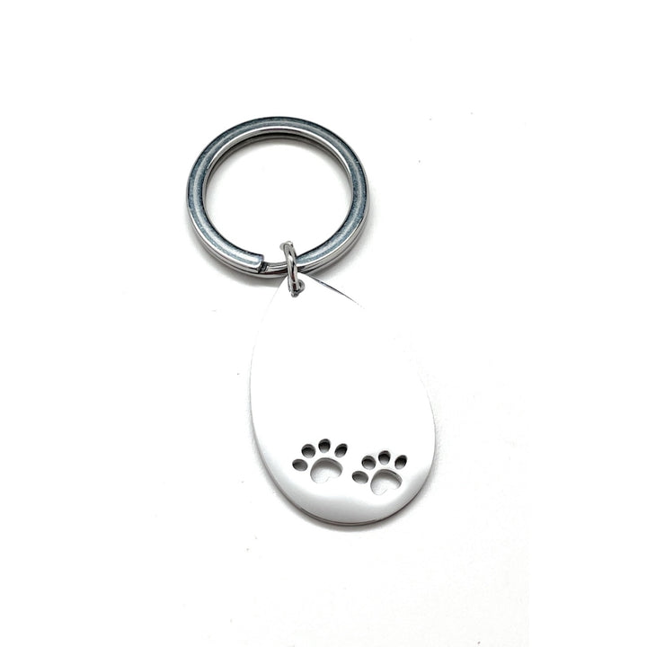 Silver Dog Paw Keychain Silver Rhodium Platting Pet Owner Keyring Animal Paw Prints Key Chain Key Ring Image 3