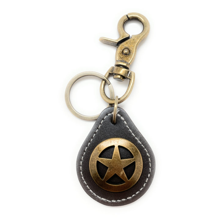 Texas Lone Star Keychain Law Enforcement Badge Key Chain State Police Bronze Lonestar State Keyring Brown Leather Texas Image 4