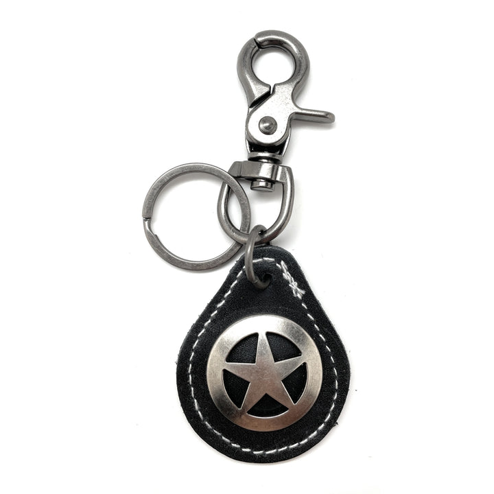 Texas Lone Star Keychain Law Enforcement Badge Key Chain State Police Lonestar State Keyring Black Leather Texas Ranger Image 4