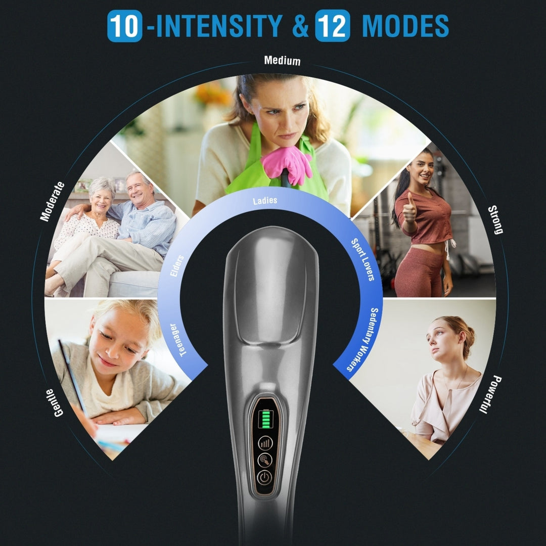 Cordless Handheld Electric Massager Deep Tissue 12 Modes 10 Intensity Rechargeable Image 3