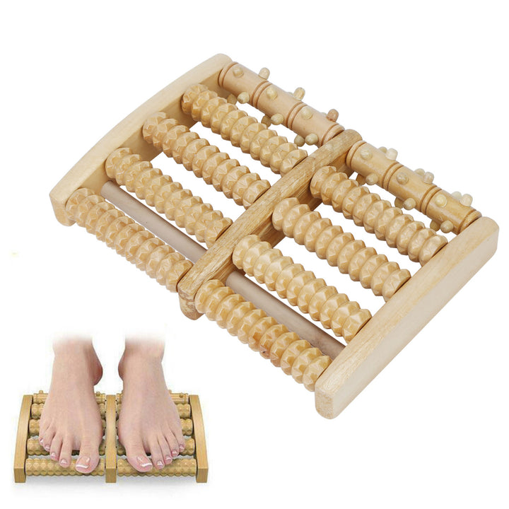 Massage Foot Roller Dual Wooden Stress Relief Roller Acupressure Massage Plantar Relaxation Shiatsu Massage for Foot Leg Image 1