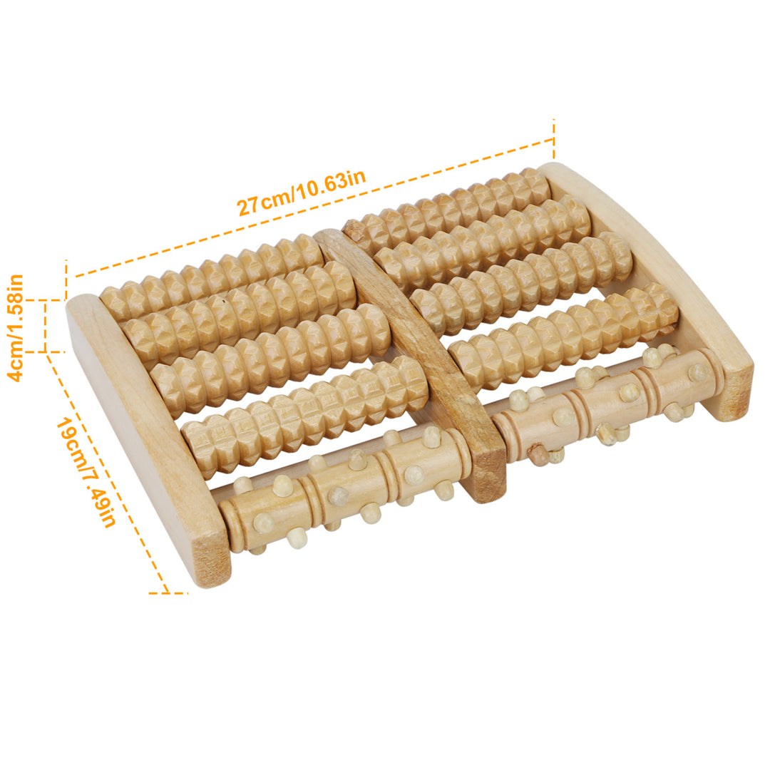 Massage Foot Roller Dual Wooden Stress Relief Roller Acupressure Massage Plantar Relaxation Shiatsu Massage for Foot Leg Image 3