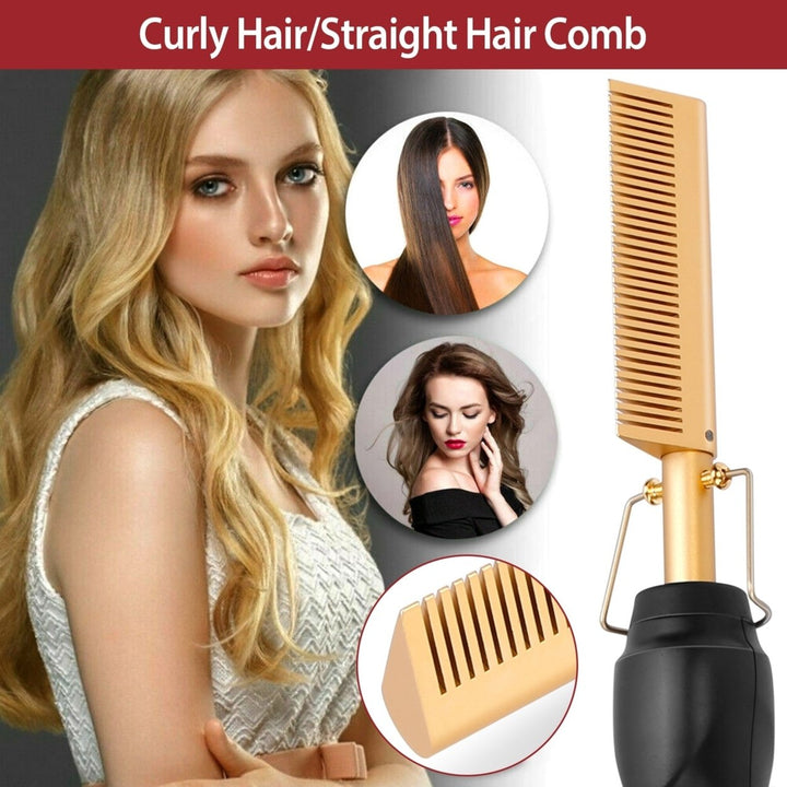 Electric Heating Hair Comb PTC Ceramic Hair Straightener Curler Brush Hair Straight Styler Wet Dry Use 3 Temperature Image 4