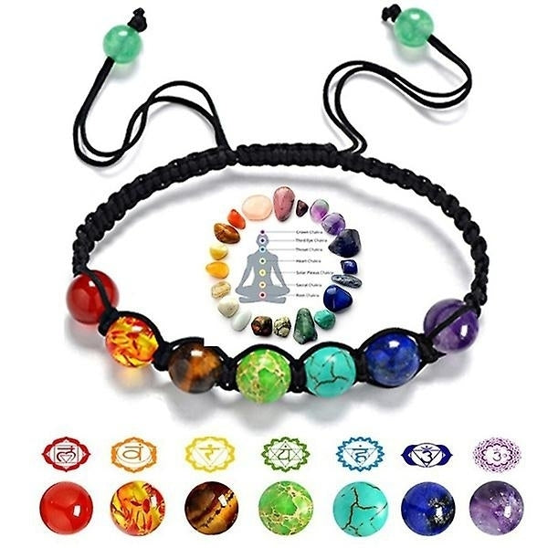 7 Chakra Bracelets Natural Healing Stones Beads Bracelets Adjustable Cord Energy Bracelets Image 4