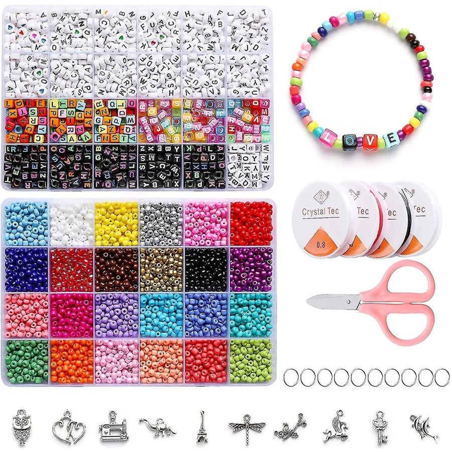 Beads Jewelry Making Kit 5000pcs 4mm Glass Alphabet Beads Diy Bracelet Jewelry Image 1