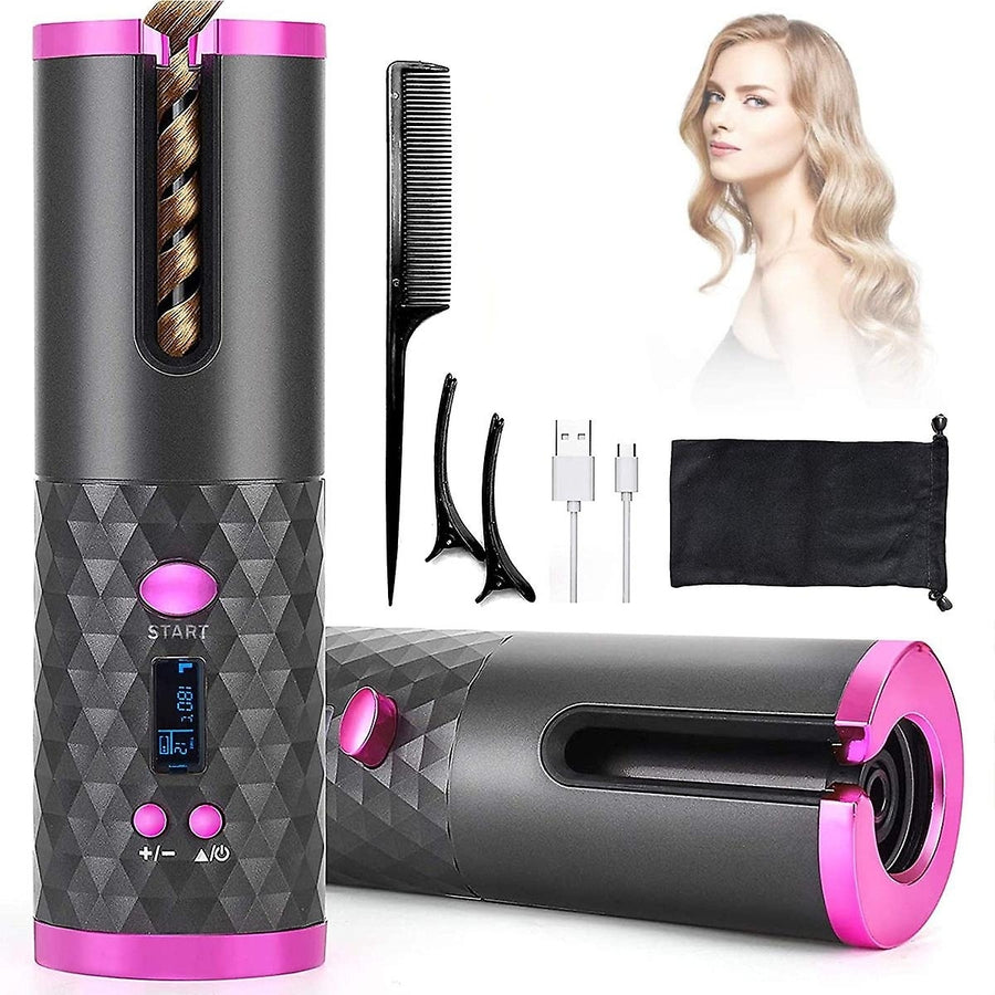 Cordless Automatic Hair Curler Portable Wireless Curling Iron Wand With Lcd Display Image 1