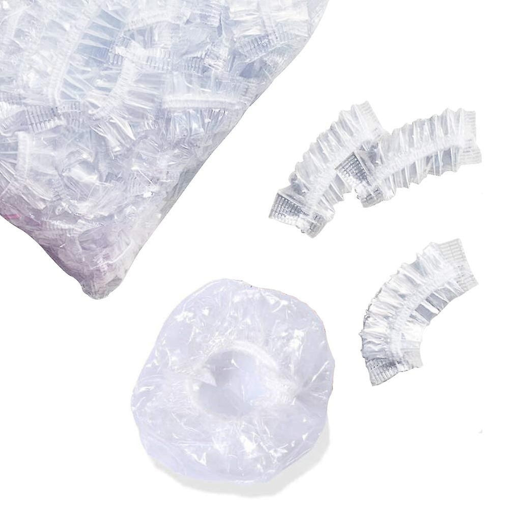 100pcs Disposable Waterproof Transparent Ear Cover Plastic Ear Protector Earmuffs Image 2