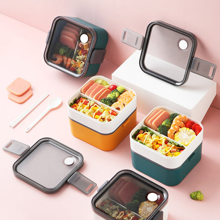 Portable Sealed Lunch Box Dinnerware Fruit Food Storage Container Double Layer Office Worker Student Bento Box Image 1