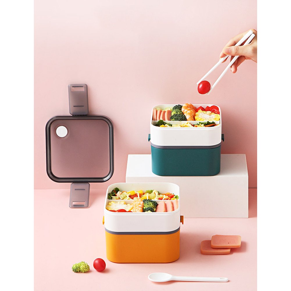 Portable Sealed Lunch Box Dinnerware Fruit Food Storage Container Double Layer Office Worker Student Bento Box Image 3