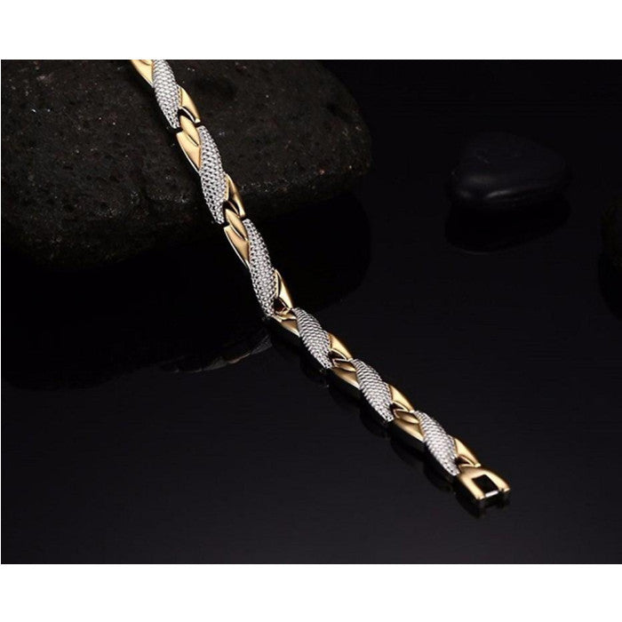 Magnetic Therapy Bracelet Elegant Steel Bracelet Jewelry Therapeutic Sliver And Gold Plated Image 2