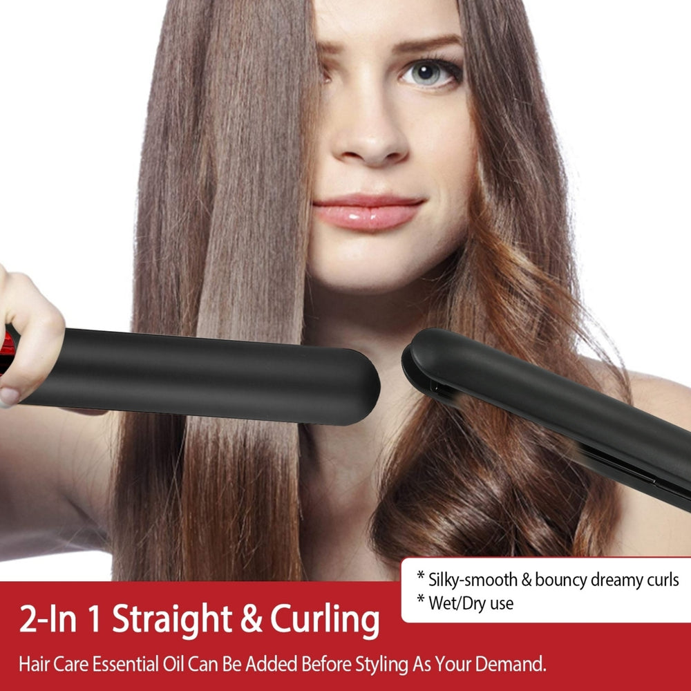Hair Straightener Curling Iron 2 In 1 Twist Hair Straightener Ceramic Plate Hair Curler Image 2
