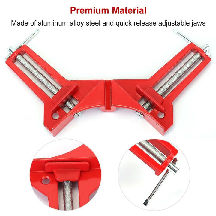 4Pcs 90 Degree Right Angle Corner Clamps Aluminum Alloy Red Adjustable Jaws Image 4