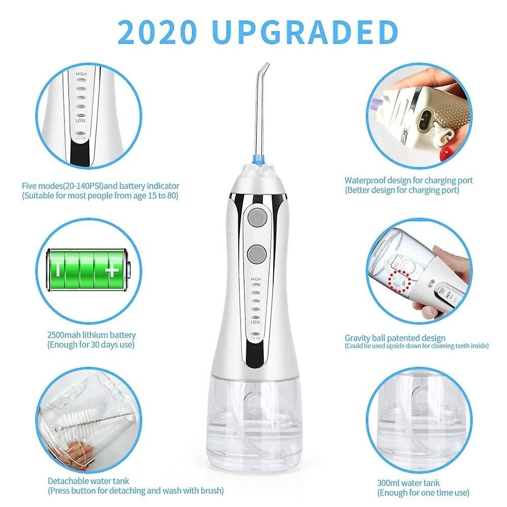 Cordless Water Dental Flosser Oral Irrigator Teeth Cleaner 300ml With Travel Bag Image 2