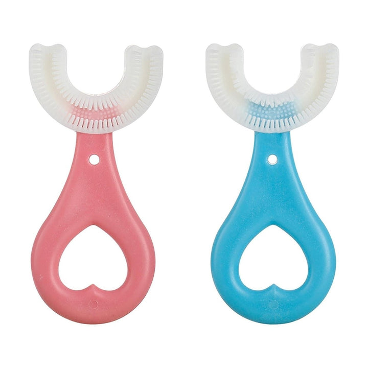 2pcs Kids U Shaped Toothbrush 360 Degree Children Toothbrush Silicone Brush Head Oral Cleaning Image 1