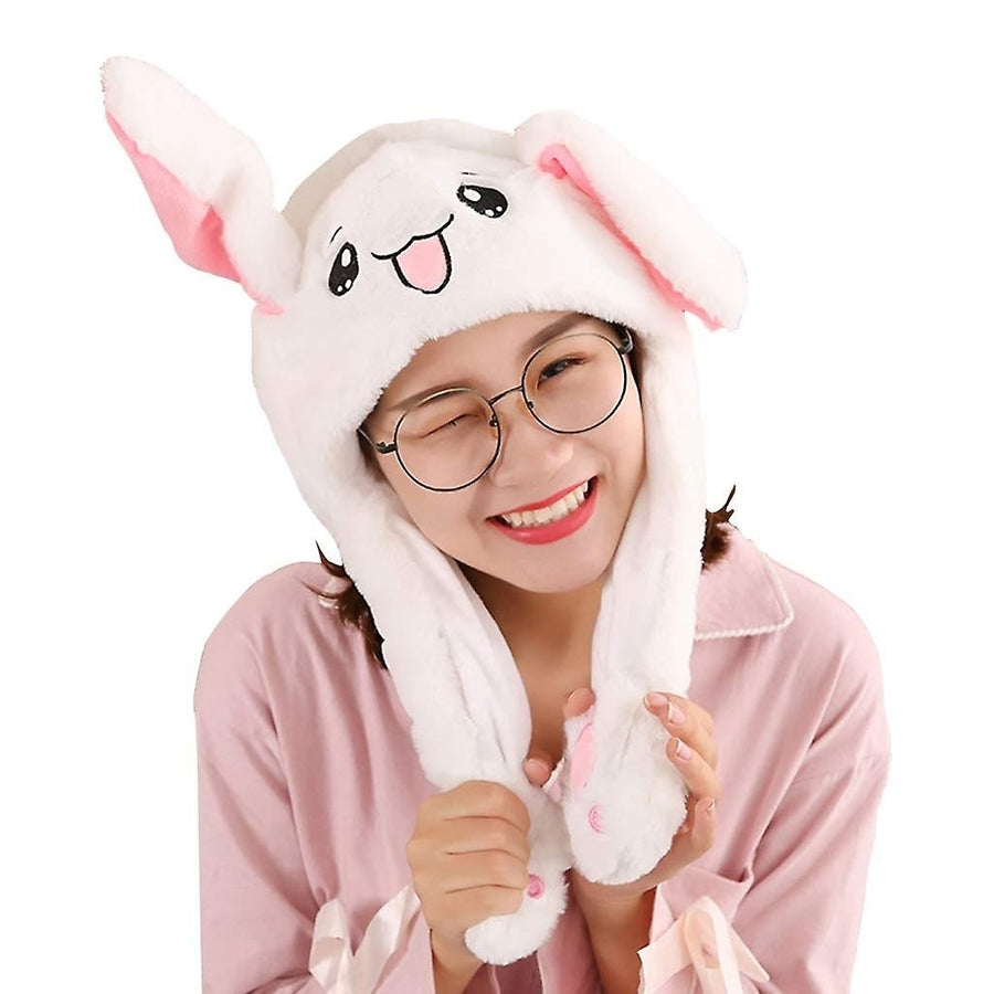 Led Glowing Plush Bunny Funny Hat With Moving Jumping Ears Image 1