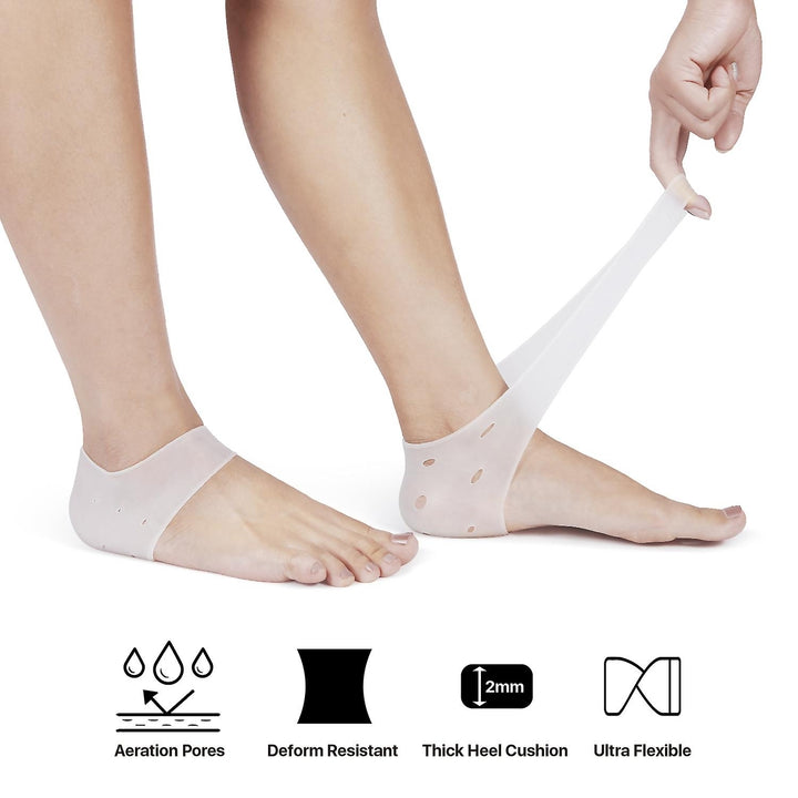 3 Pairs Silicone Heel Protector Plantar Fasciitis Inserts Pads Gel Heel Cushion Pain Relief Socks Image 3