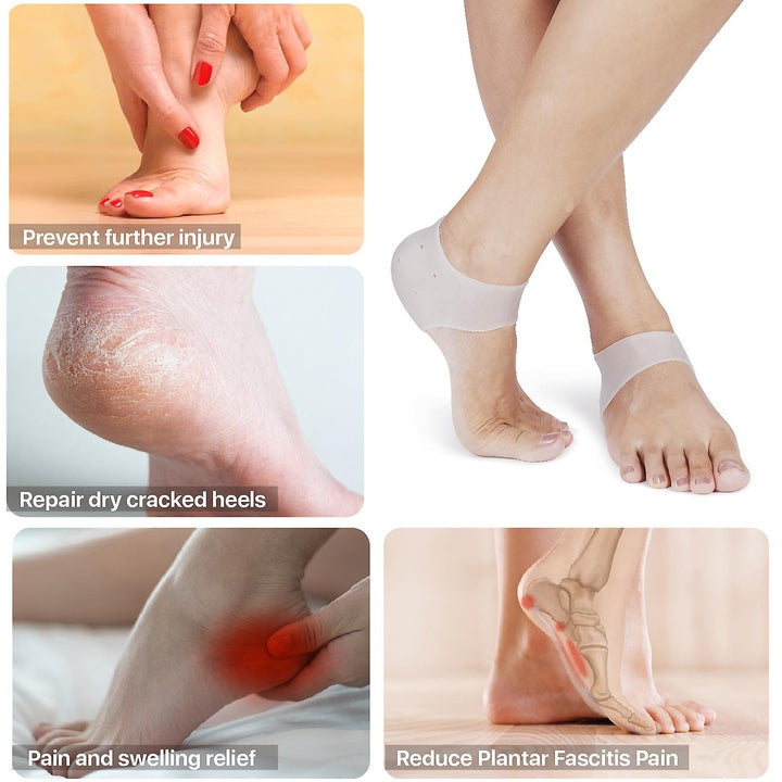 3 Pairs Silicone Heel Protector Plantar Fasciitis Inserts Pads Gel Heel Cushion Pain Relief Socks Image 4