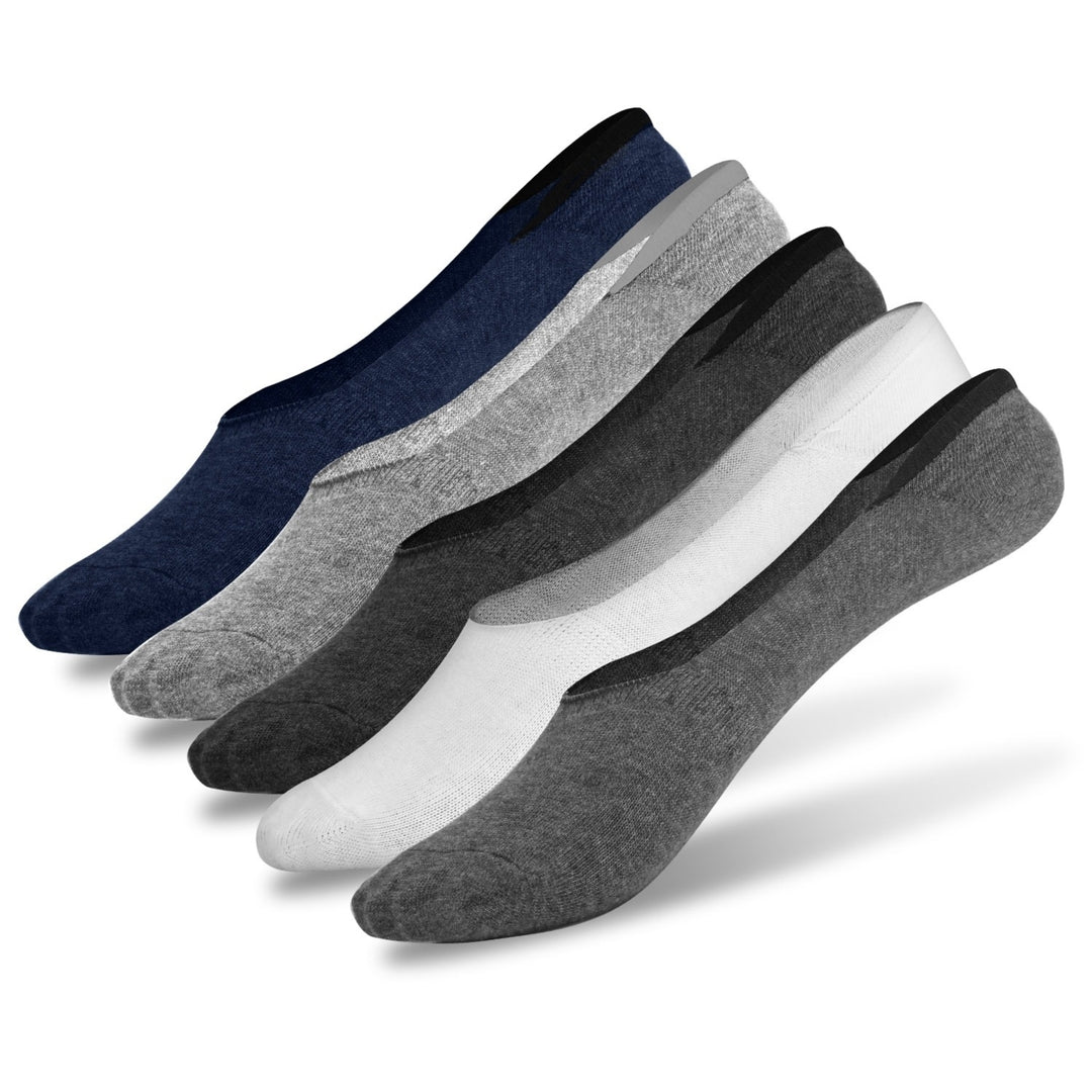 5 Pairs No Show Socks Cotton Breathable Non-Slip Low Cut Invisible Socks Size 5.5-9.5 Image 1