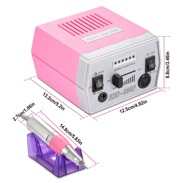 Professional Acrylic Nail Drill Machine 30000RPM Electric Handpiece Pink Image 2