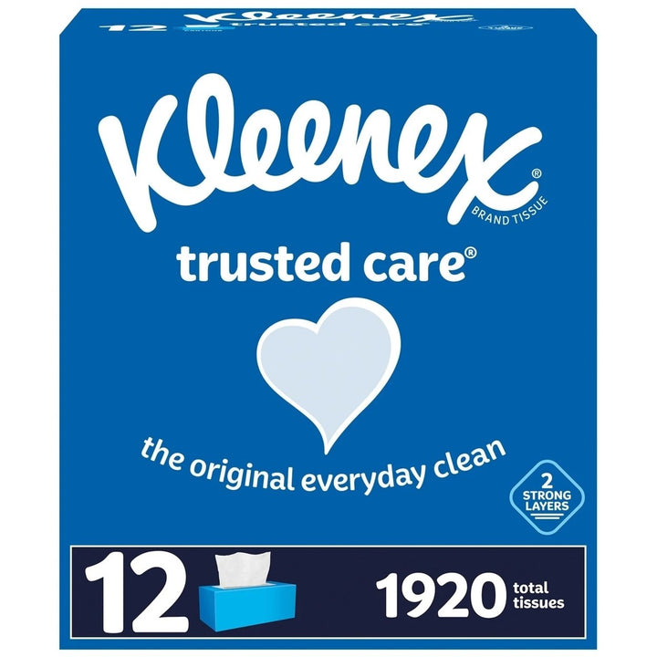 Kleenex Trusted Care 2-ply Facial Tissues Flat Boxes (160 Tissue/Box 12 Boxes) Image 1