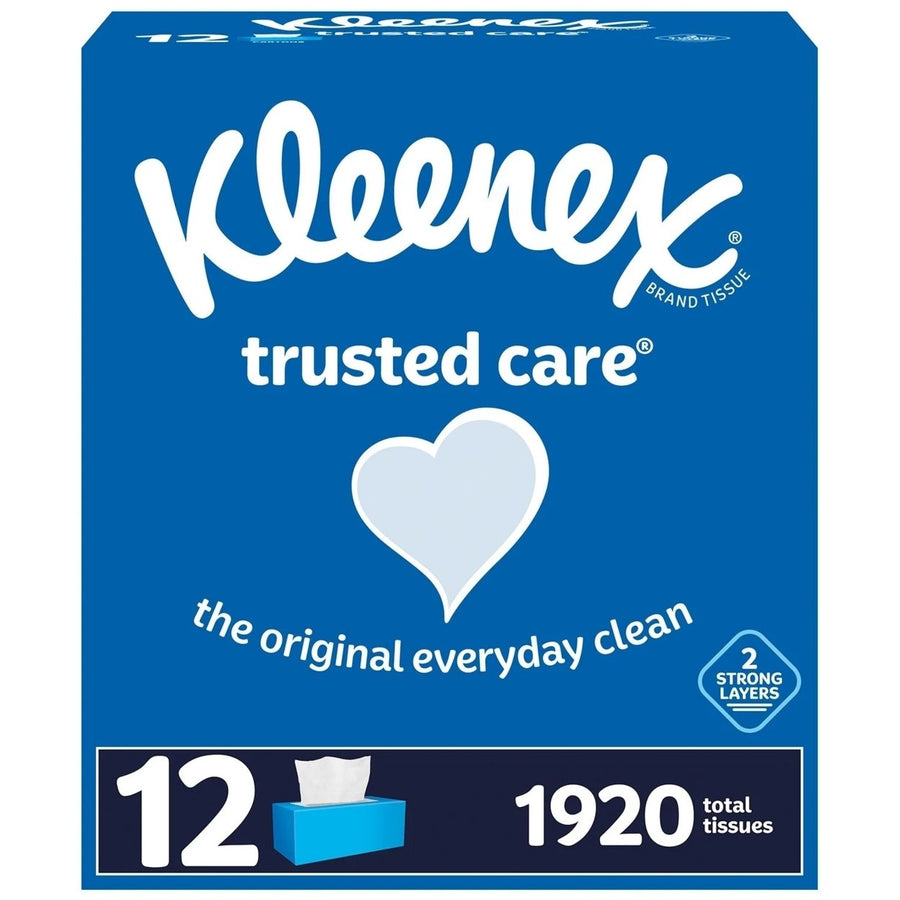 Kleenex Trusted Care 2-ply Facial Tissues Flat Boxes (160 Tissue/Box 12 Boxes) Image 1