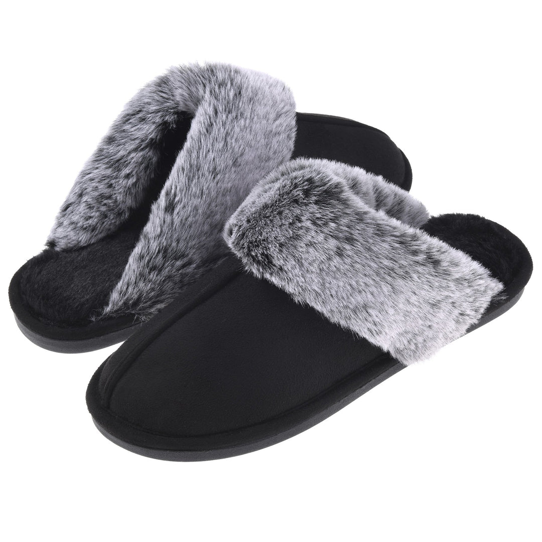 Womens Scuff Slippers Cozy Memory Foam Fuzzy Slip-On Comfort House Shoes Indoor Outdoor Image 1