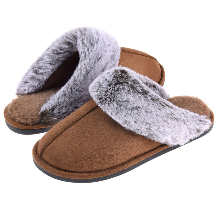 Womens Scuff Slippers Cozy Memory Foam Fuzzy Slip-On Comfort House Shoes Indoor Outdoor Image 3