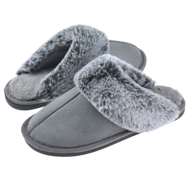Womens Scuff Slippers Cozy Memory Foam Fuzzy Slip-On Comfort House Shoes Indoor Outdoor Image 4