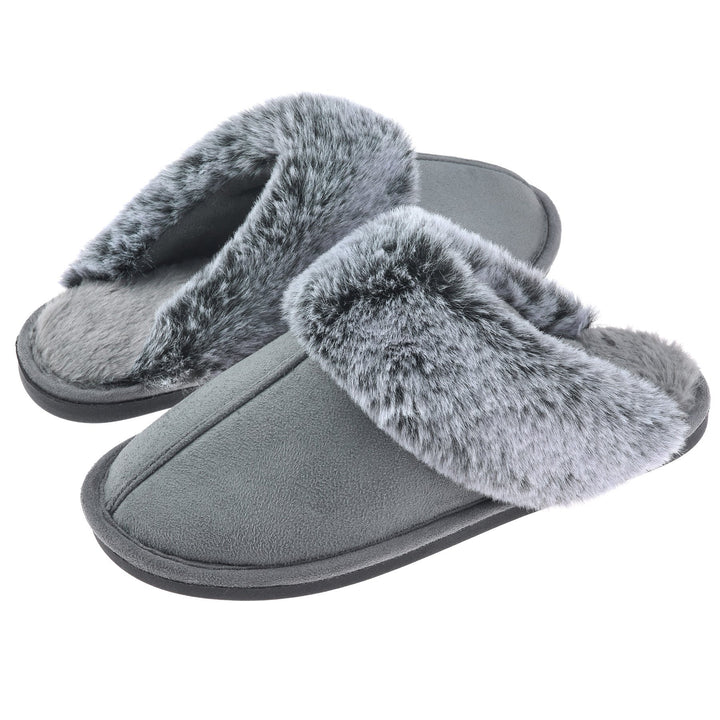 Womens Scuff Slippers Cozy Memory Foam Fuzzy Slip-On Comfort House Shoes Indoor Outdoor Image 1