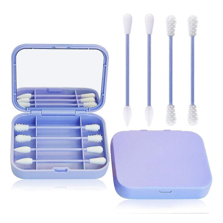 4pcs/box Reusable Cotton Swab Ear Cleaning Cosmetic Silicone Buds Swabs Sticks With Makeup Mirror Image 1